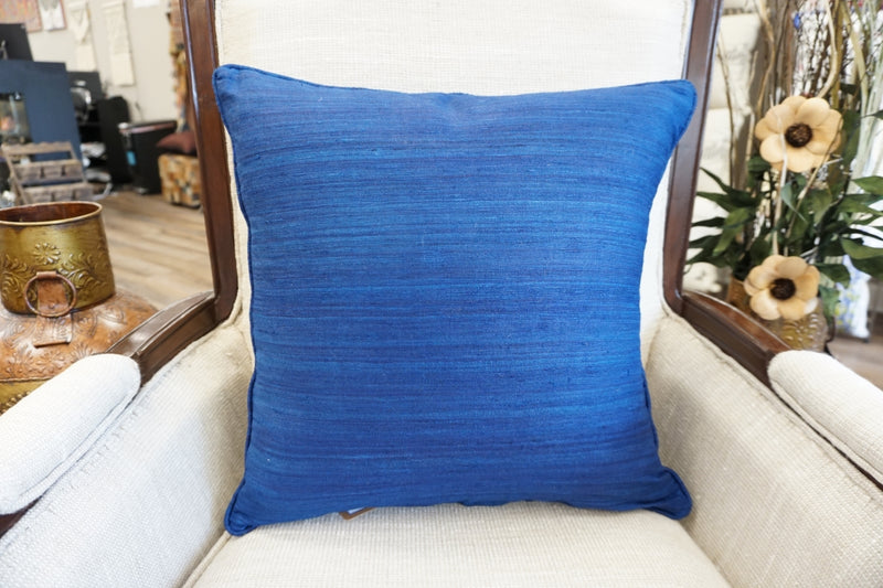 Raw Silk Throw Pillow 18" Bright Blue