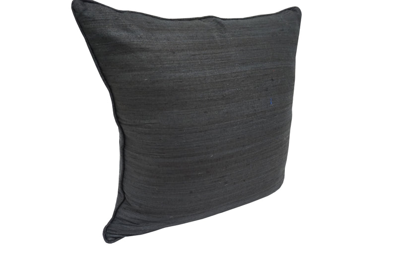 Raw Silk Throw Pillow 18" Black